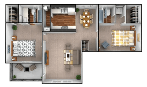a floor plan of a house with a bedroom and a living room